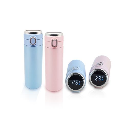 EZ 원터치 LED텀블러 신개념 스마트 온도표시 텀블러 3가지색상 핑크